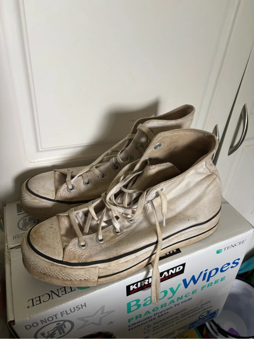 Converse High Top Sneakers in Beige/Tan